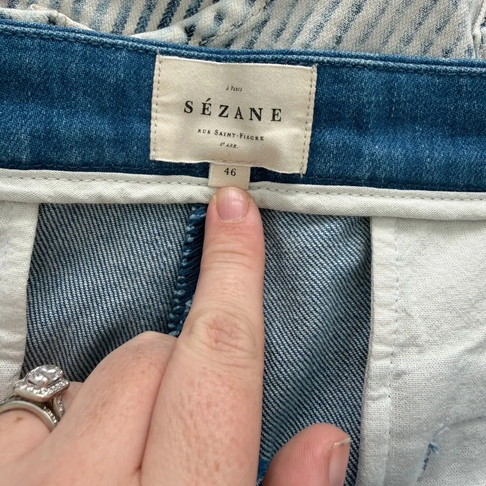 Sezane Wide Leg Jeans Size 14 Dan Trousers In Cyan Size 14 EU 46 - Picture 7 of 7